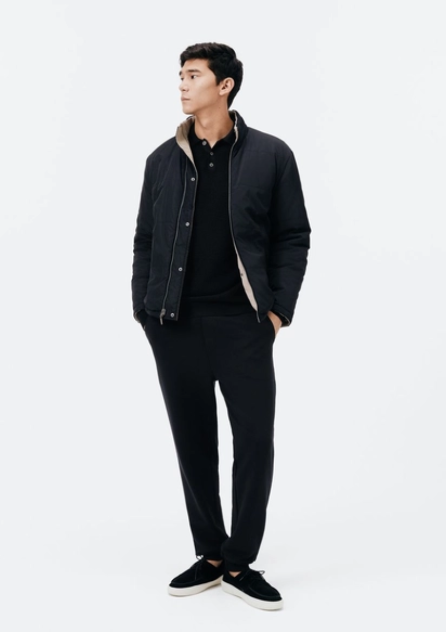 Suéter Hering Gola Polo Masculino em Tricot Telado - Preto