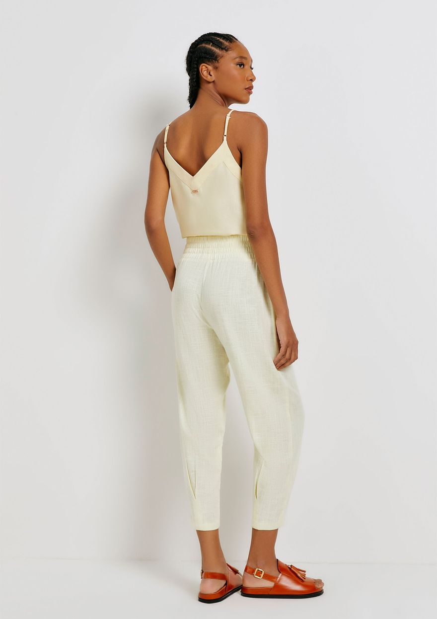 Calça Hering Em Linho Feminina - Amarela