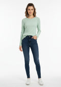 Blusa Manga Longa DC Têxtil Gola Careca Feminina - Verde