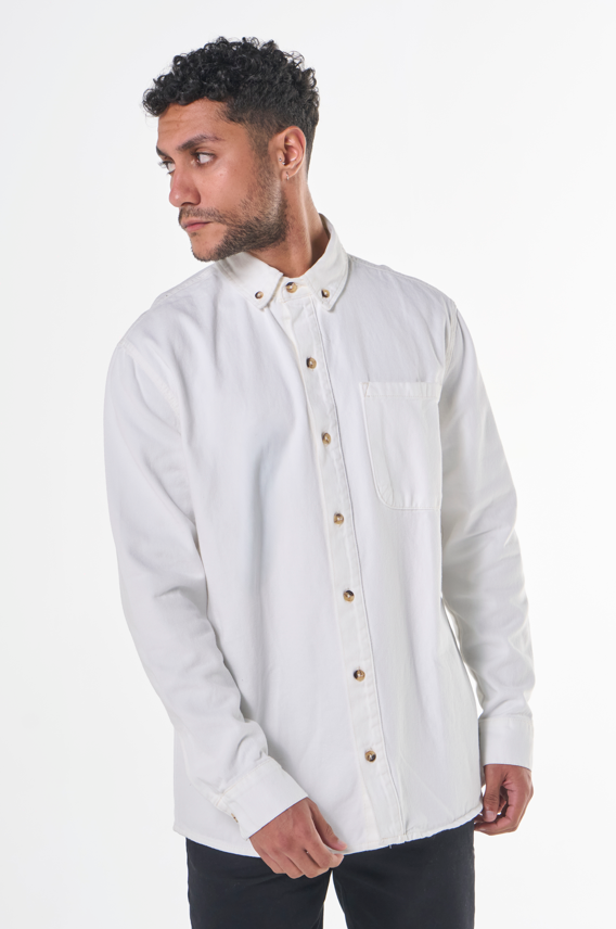 Camisa Básica Hering Em Sarja Masculina - Branca