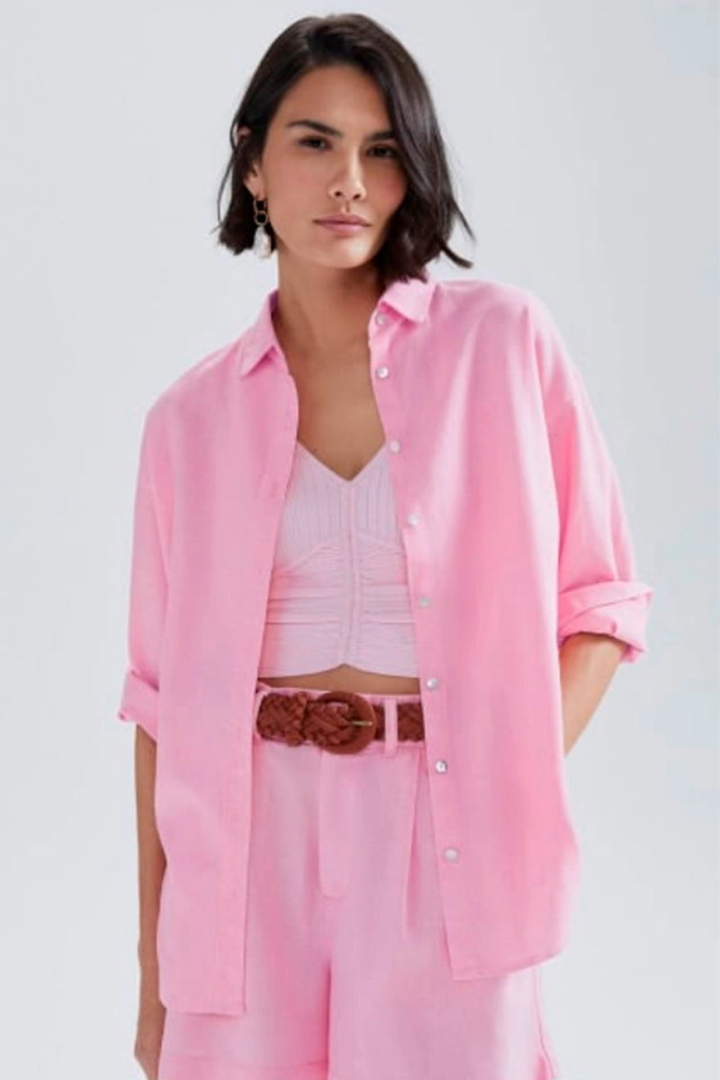 Camisa Oversized Hering Feminina - Rosa