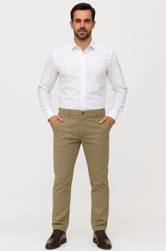 Calça  Krindges Sarja Slim Masculina – Areia