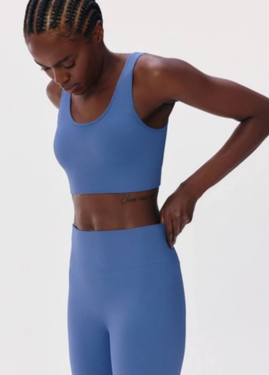 Calça Legging Hering Canelada Sem Costura Feminina - Azul