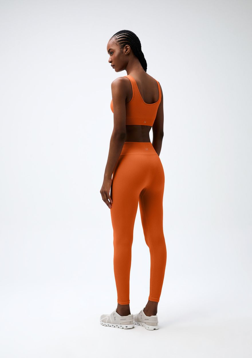 Calça Leggin Hering Canelada Sem Costura Feminina - Laranja