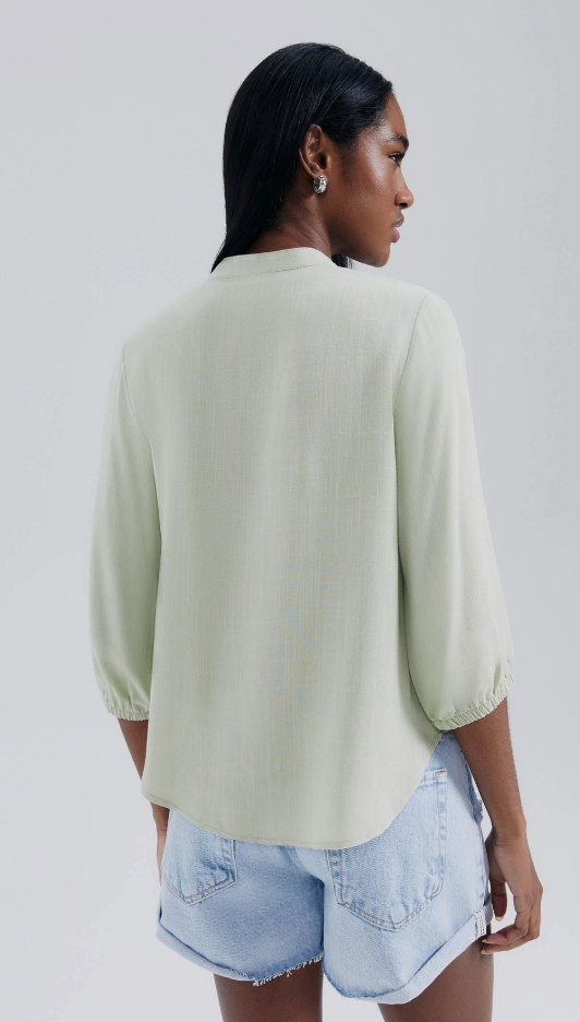Blusa Básica Hering Feminina Manga 7/8 Bufante - Verde Claro