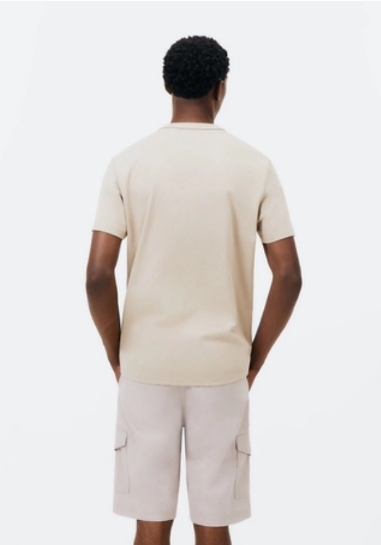 Camiseta Básica Hering Areia Em Algodão Peruano Masculina - Bege