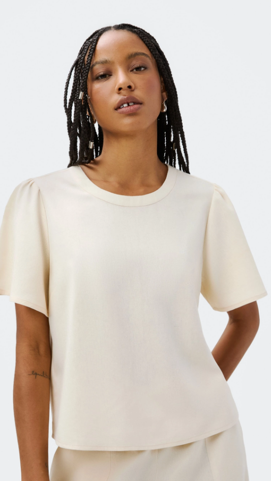 Blusa Hering Manga Godê Com Linho Feminina - Creme