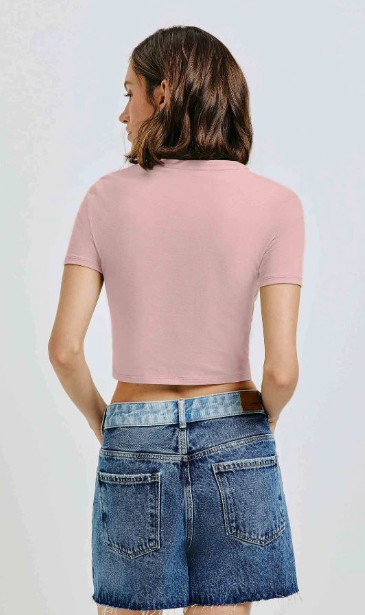 Blusa Cropped Hering Feminina - Rosa