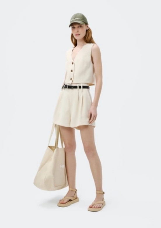 Shorts Hering Em Alfaiataria Peach Touch - Creme