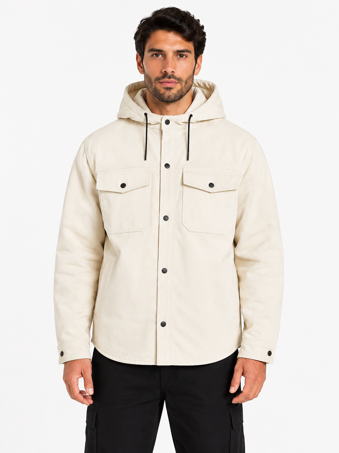 Jaqueta de Sarja com Capuz Yacht Masculina - Off White