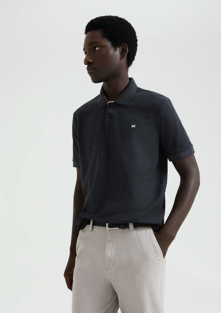 Camisa Polo Hering Básica Em Piquet Com Bordado Masculina - Cinza