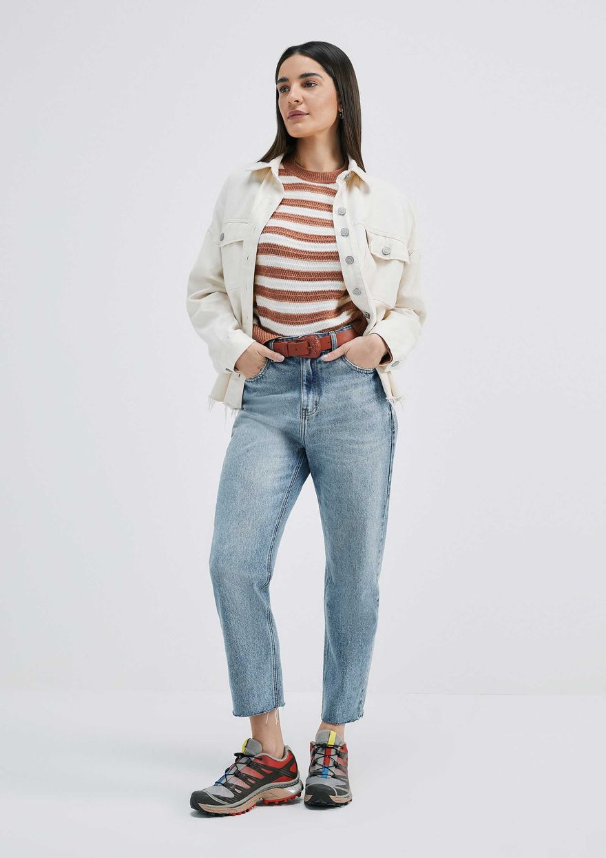 Calça Jeans Hering Básica Reta Cintura Alta Barra A Fio Feminina - Azul
