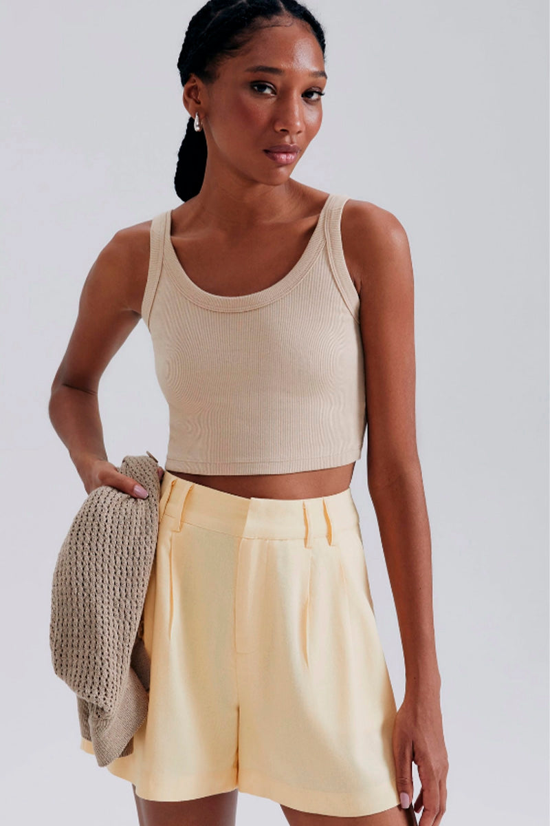 Blusa Cropped Regata Hering Feminina - Bege