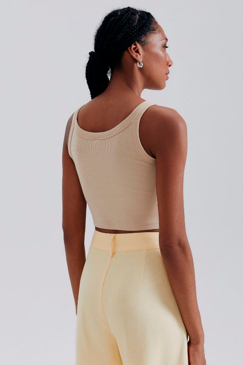 Blusa Cropped Regata Hering Feminina - Bege