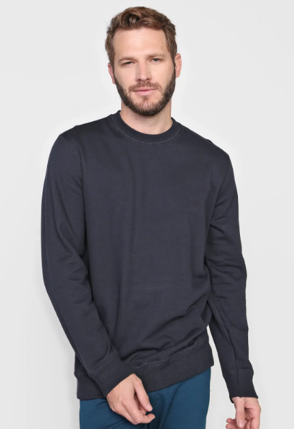 Blusão Básico Hering Comfort Em Moletom Peluciado Masculino - Marinho