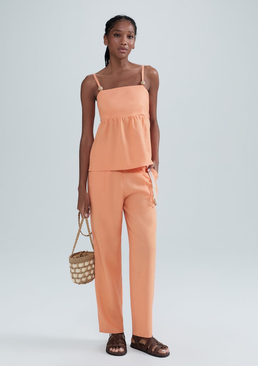 Calça Hering com Cinto Laranja Feminina