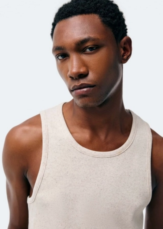 Camiseta Regata Hering Regular Em Ribana Canelada Masculina - Off White