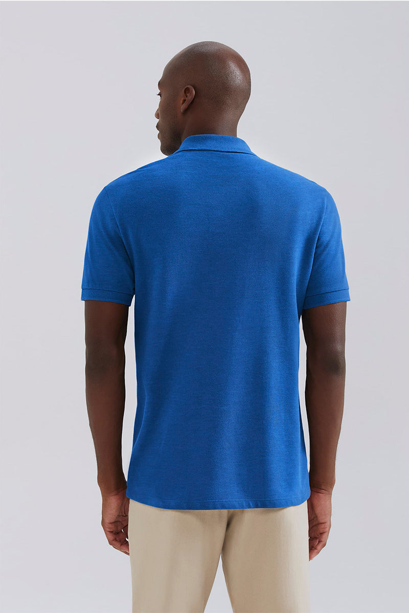 Camisa Polo Hering Básica Em Piquet Com Bolso Masculina - Azul