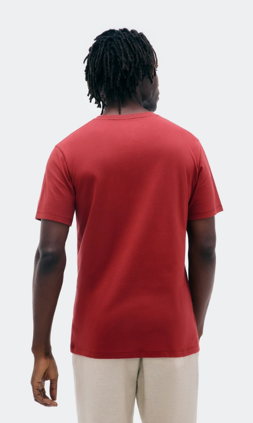 Camiseta Básica Hering Masculina Manga Curta Decote V World - Vermelho