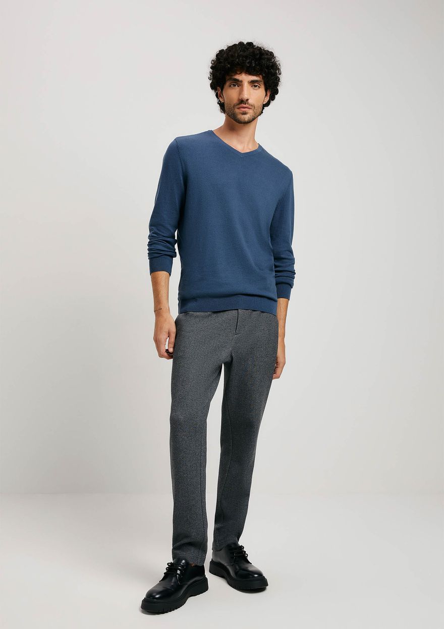 Suéter Básico Hering Gola V Masculino - Azul