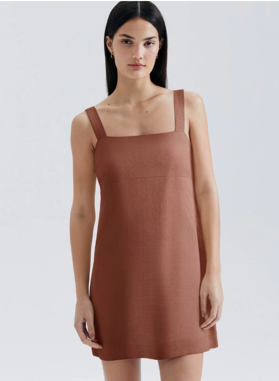 Vestido Curto Hering Em Viscolinho - Marrom