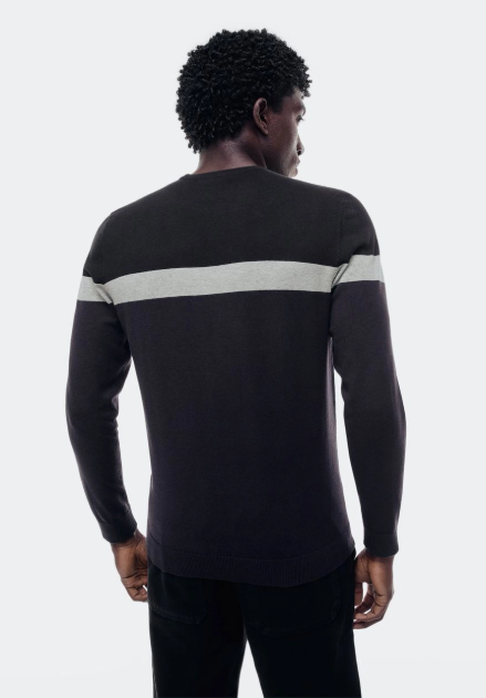 Blusão Hering Listrado Em Tricot  Masculino - Preto