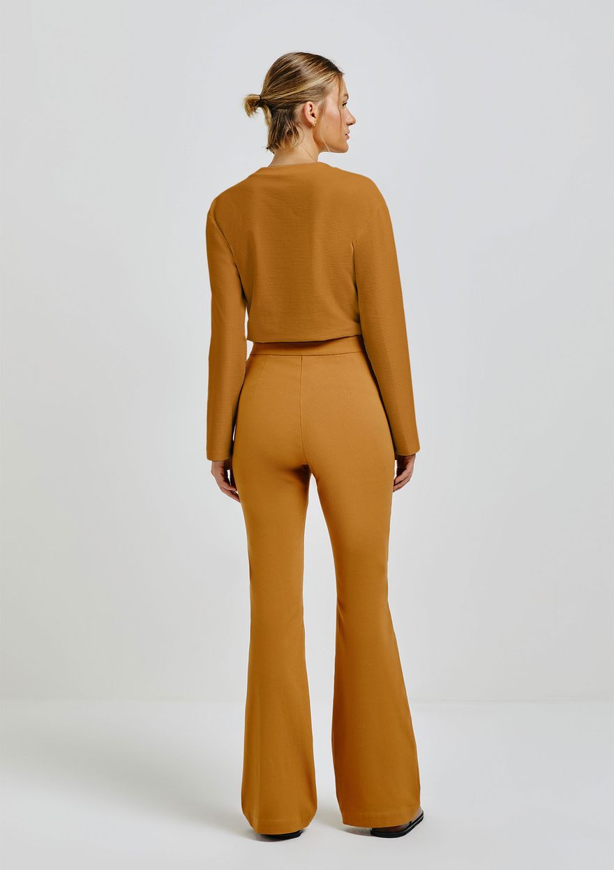 Calça Flare Hering Em Viscose Com Elastano Feminina - Marrom