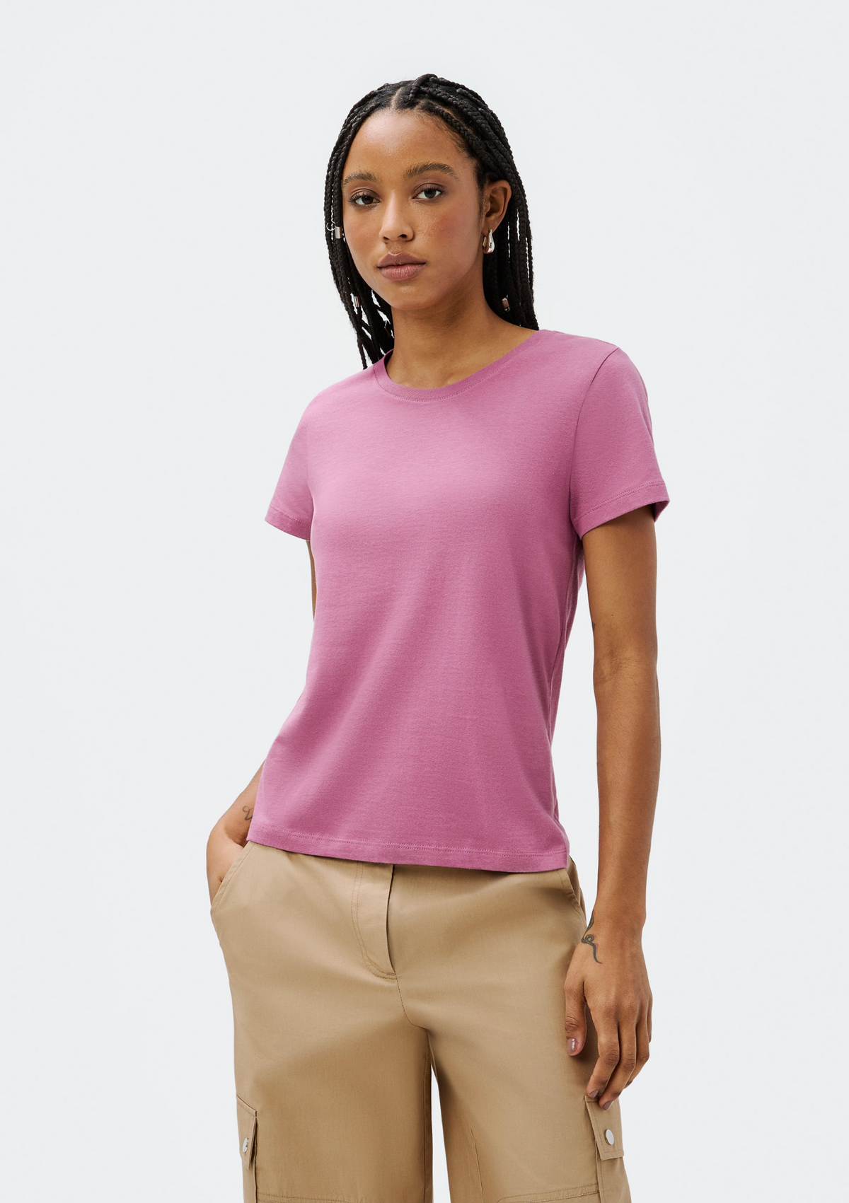Camiseta Básica Feminina Slim World Hering - Rosa