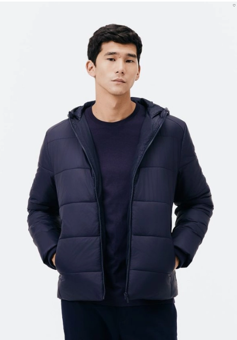 Jaqueta Básica Hering Puffer Com Capuz - Azul