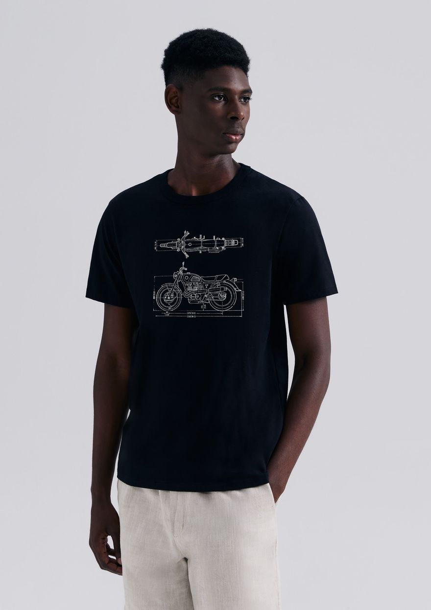 Camiseta Hering Com Estampa Masculina - Preta