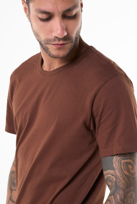 Camiseta Básica Hering Slim Masculina - Marrom
