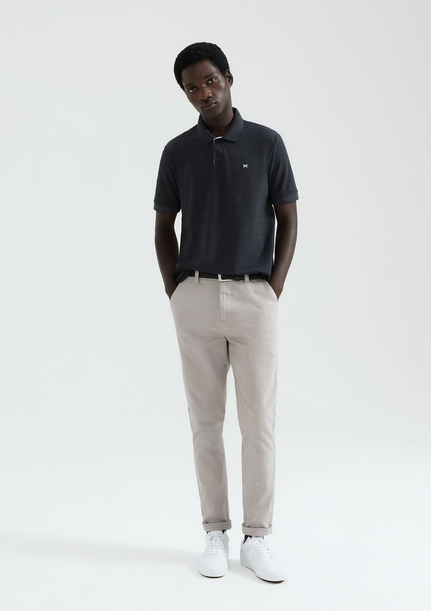 Camisa Polo Hering Básica Em Piquet Com Bordado Masculina - Cinza