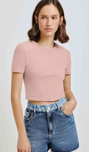 Blusa Cropped Hering Feminina - Rosa