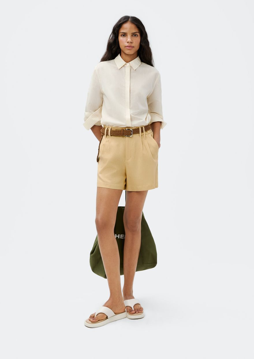Shorts Bege Alfaiataria Hering Feminina
