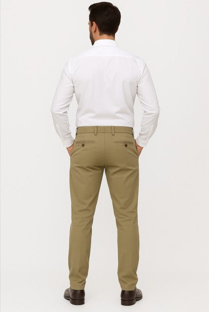 Calça  Krindges Sarja Slim Masculina – Areia