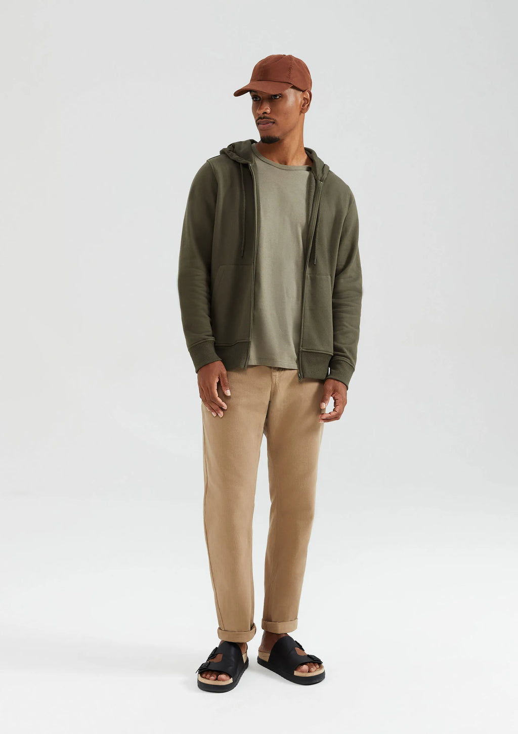 Jaqueta Básica Hering Moleton Peluciado Masculina - Verde Militar