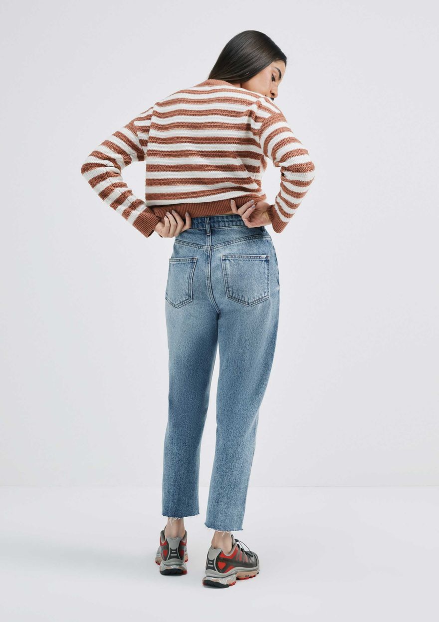 Calça Jeans Hering Básica Reta Cintura Alta Barra A Fio Feminina - Azul