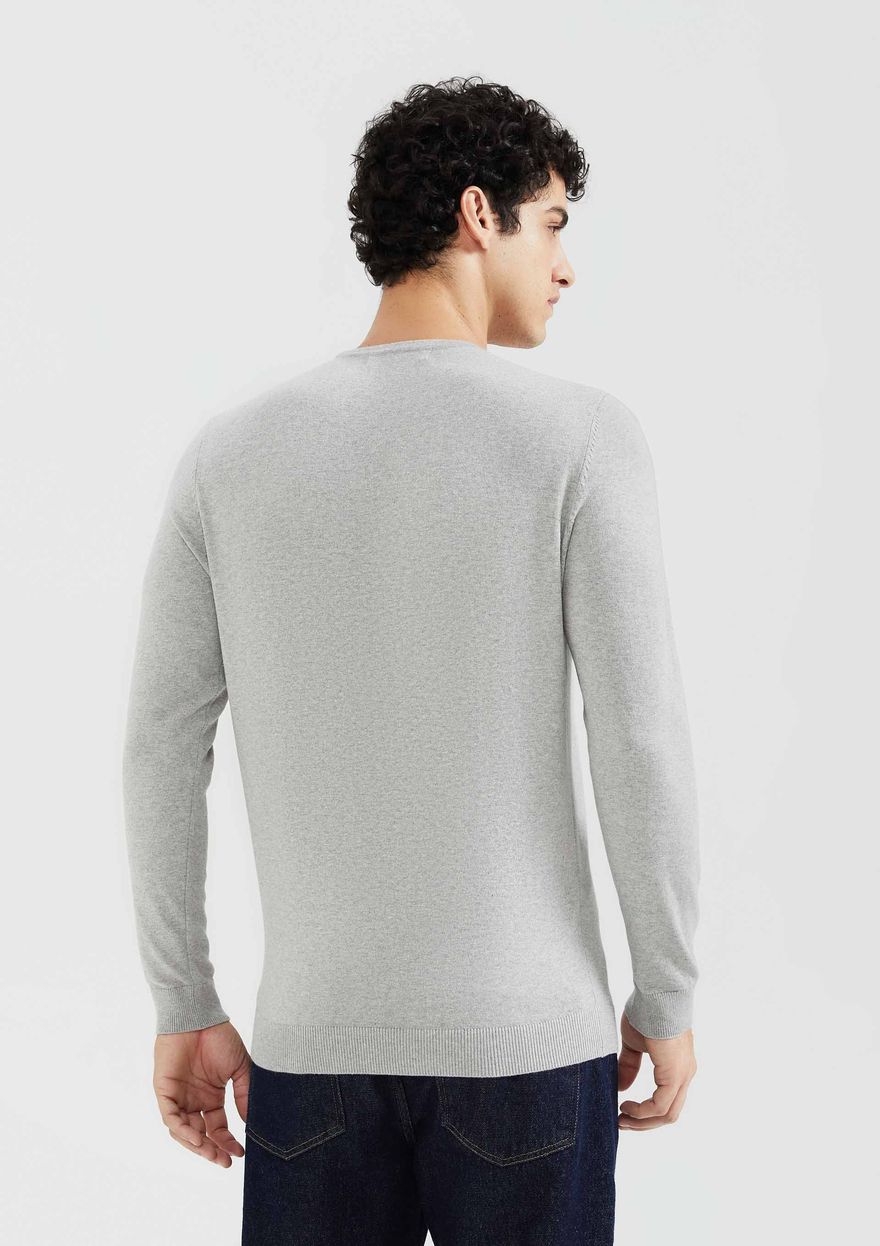 Suéter Básico Hering Regular Gola Redondo Masculino - Cinza