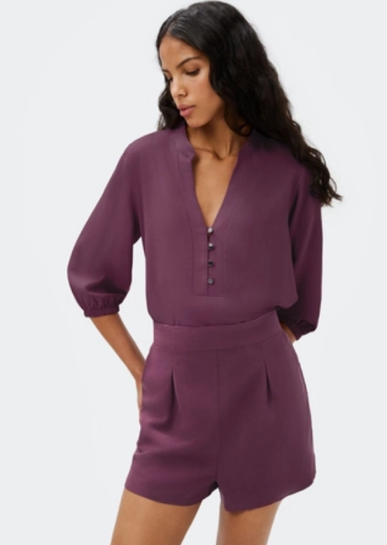 Blusa Básica Hering Feminina Manga 7/8 Bufante - Roxo