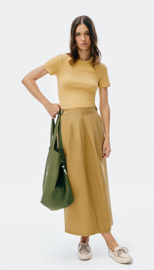 Blusa Feminina Hering Manga Curta Slim Em Ribana - Amarelo