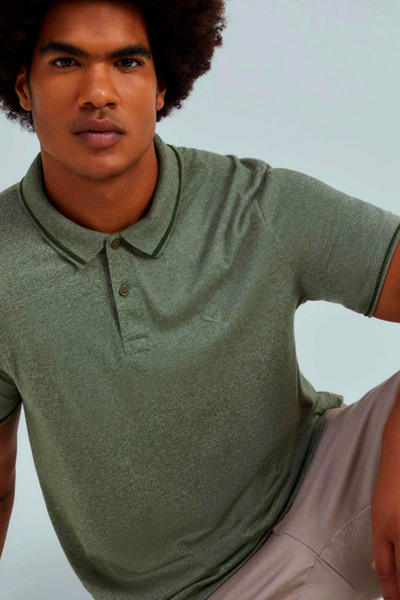 Camisa Polo Hering Em Malha Texturizada Masculina - Verde