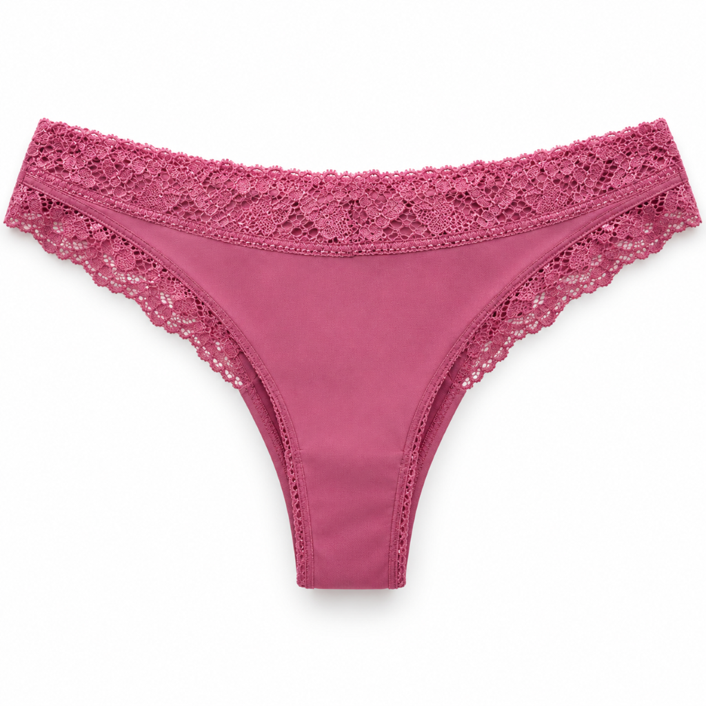 Calcinha Fio Duplo com Renda Zee Rucci - Dusty Pink
