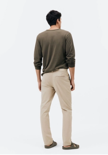 Calça Básica Hering Chino Slim Em Sarja Com Elastano Masculina - Bege