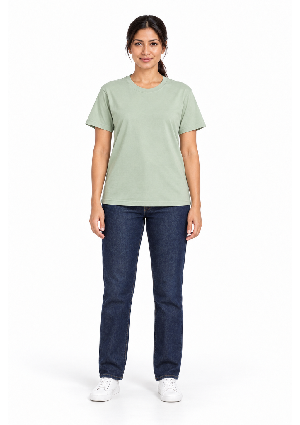 Camiseta Manga Curta Gola Larga em Algodão Feminina Hering - Verde Pistache