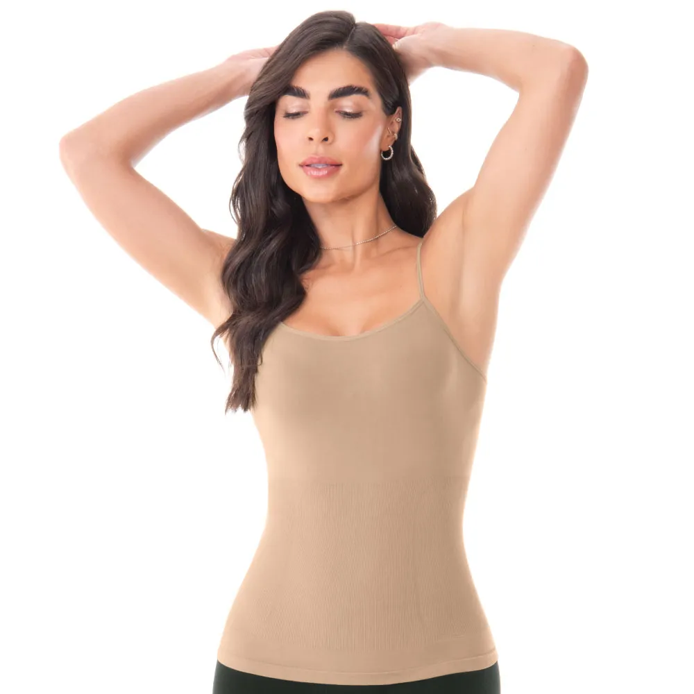 Regata Modeladora Slim Alças Reguláveis sem Costura Feminino Zee Rucci - Bege