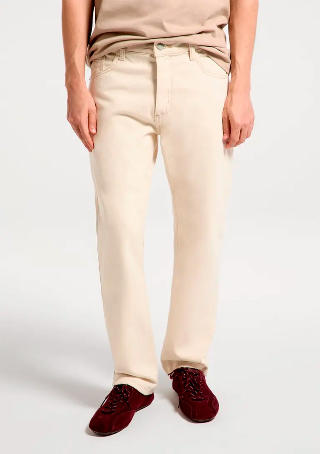 Calça Reta Em Sarja Hering Masculina - Off-White