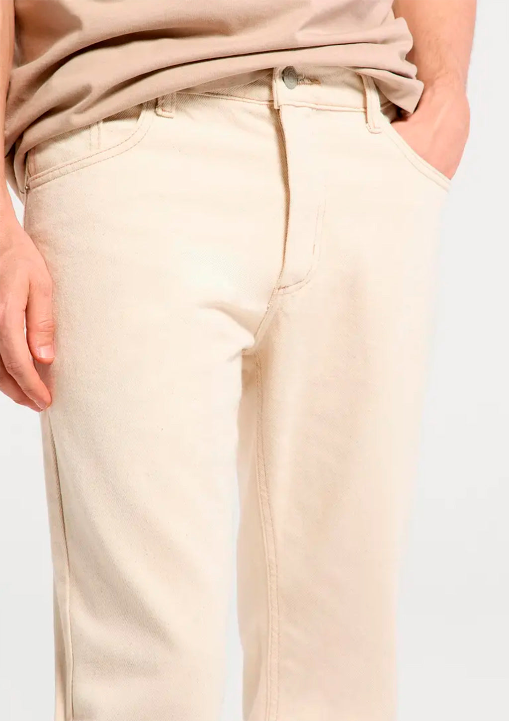 Calça Reta Em Sarja Hering Masculina - Off-White