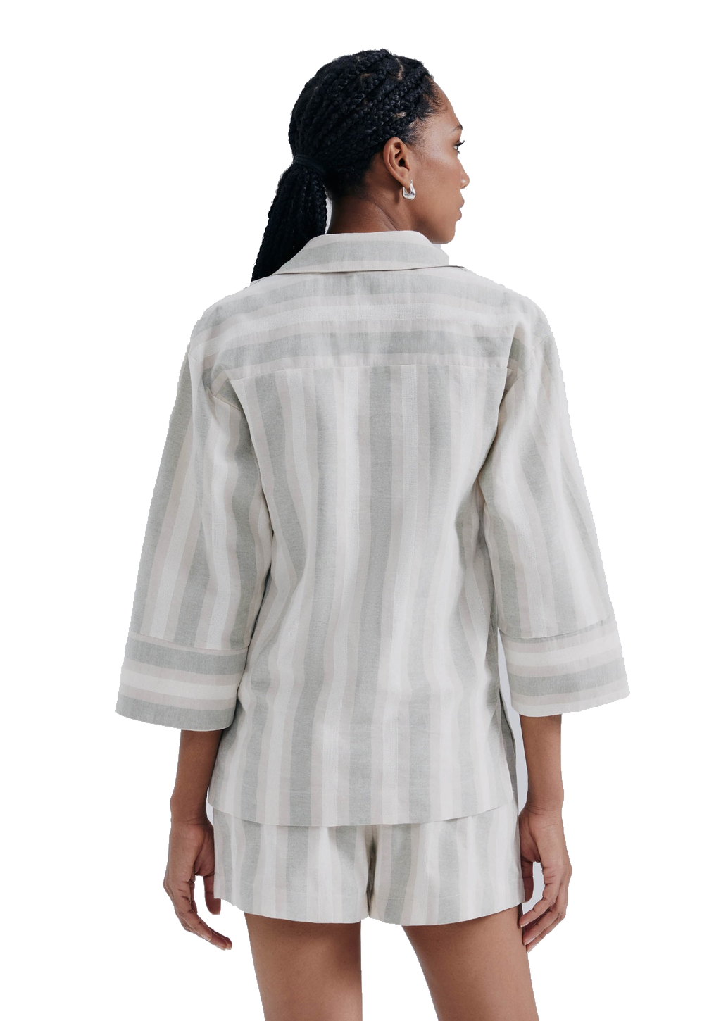 Camisa Manga Longa Listrada Feminina Hering - Verde