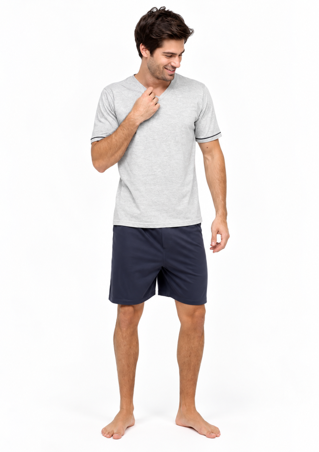 Pijama Curto Gola V Masculino Lupo - Marinho