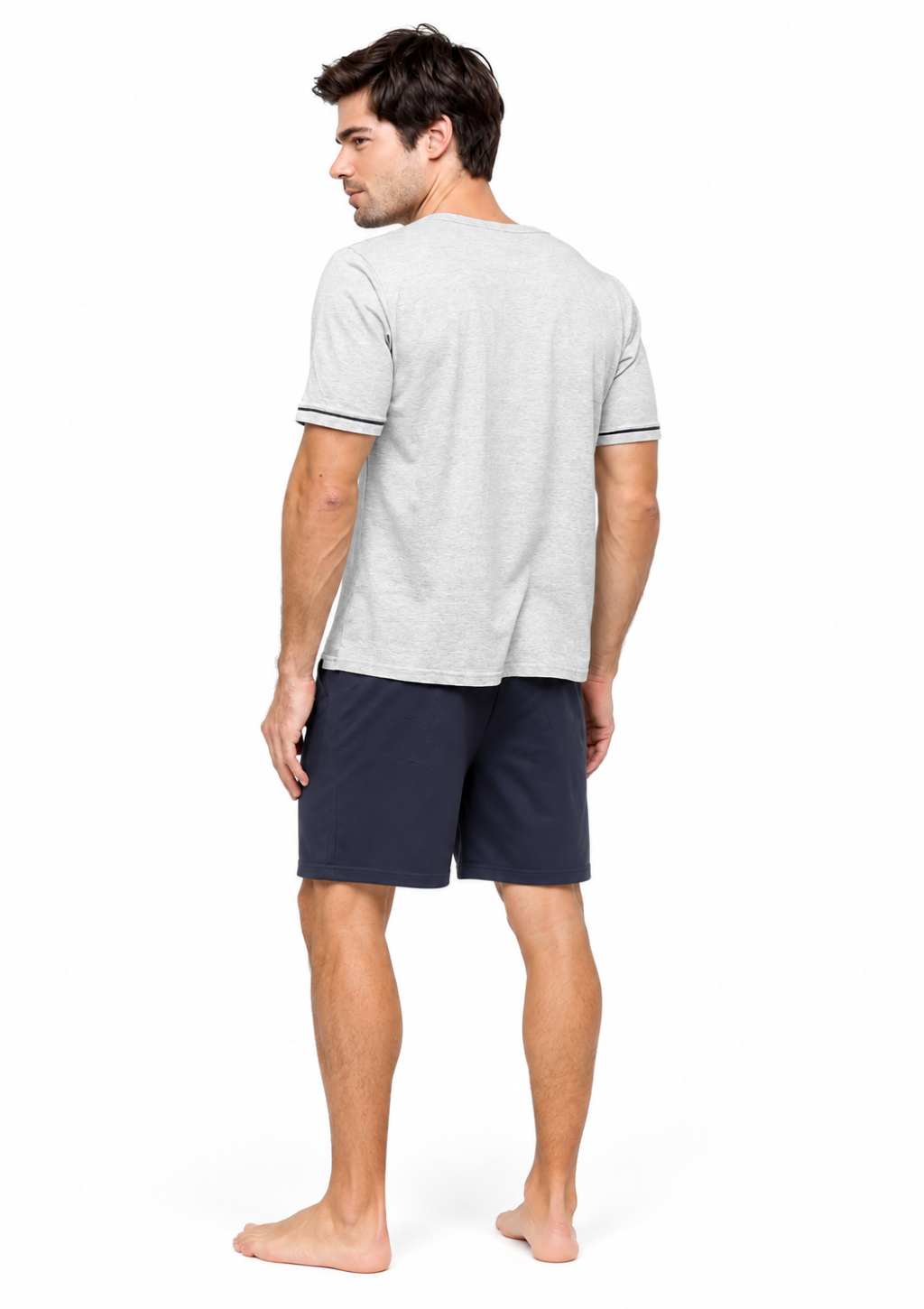 Pijama Curto Gola V Masculino Lupo - Marinho